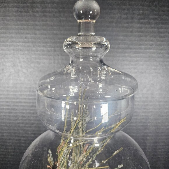 Elements Large Clear Apothecary Glass Jar With Faux Snow Pine Cones Berries - Picture 6 of 10
